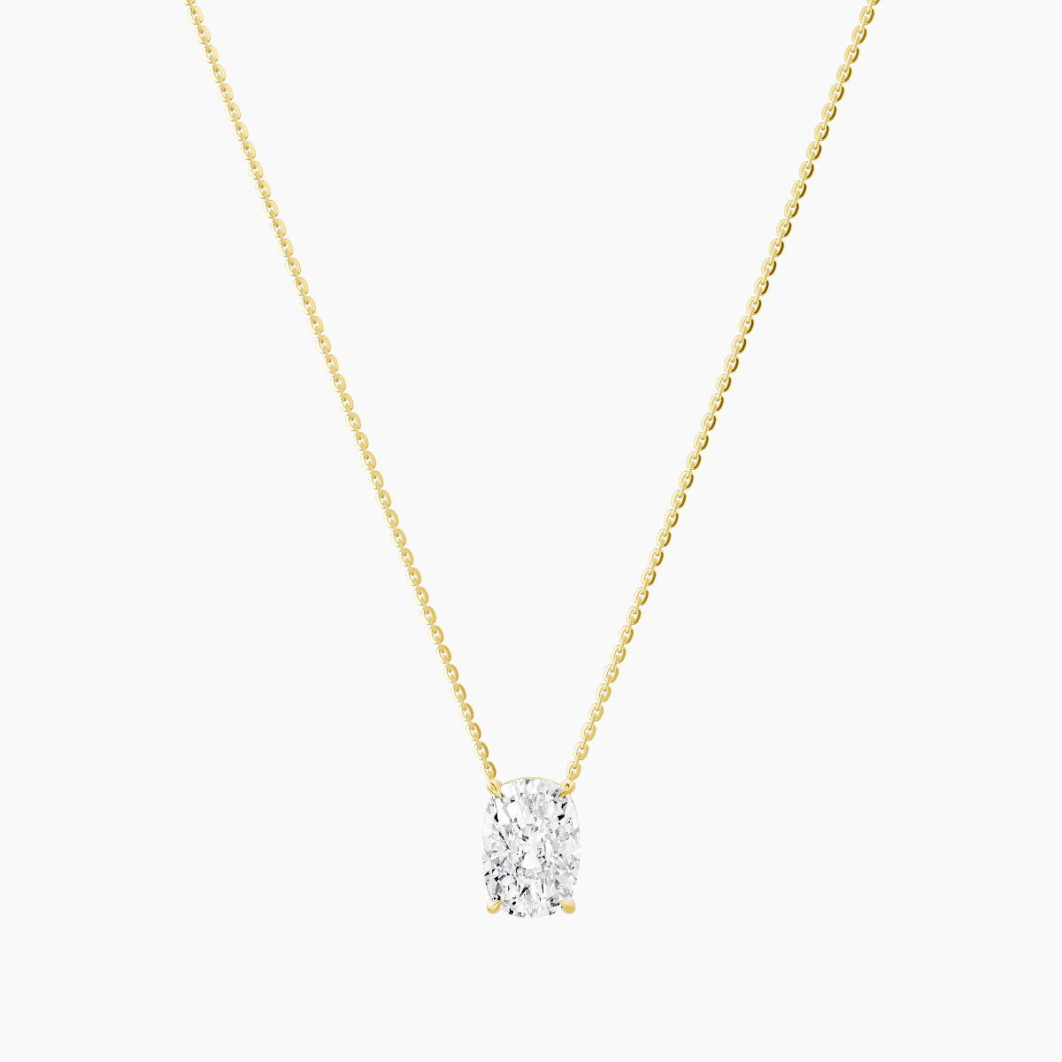 Solitaire | 18k Yellow Gold 3 ct White Lab Diamond Cushion Pendant