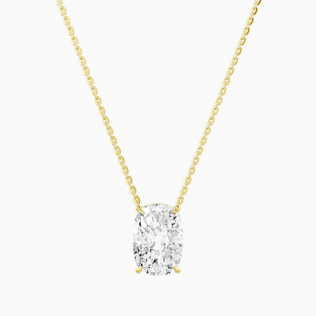 Solitaire | 18k Yellow Gold 3 ct White Lab Diamond Cushion Pendant