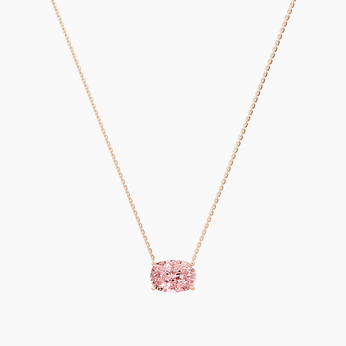 Solitaire | 18k Rose Gold 3 ct Pink Lab Diamond Cushion Pendant