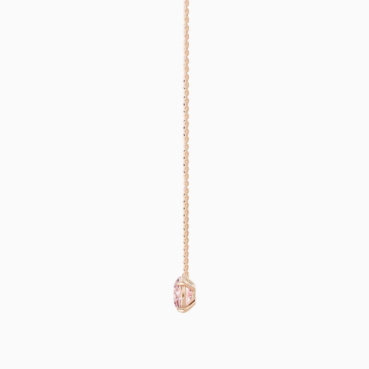 Solitaire | 18k Rose Gold 3 ct Pink Lab Diamond Cushion Pendant