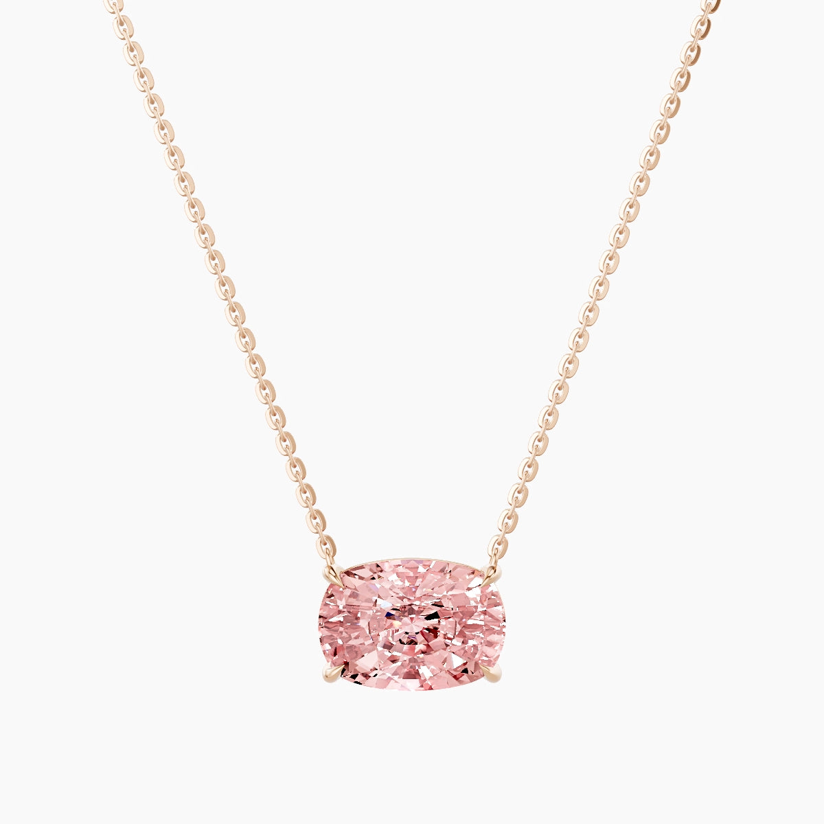 Solitaire | 18k Rose Gold 3 ct Pink Lab Diamond Cushion Pendant