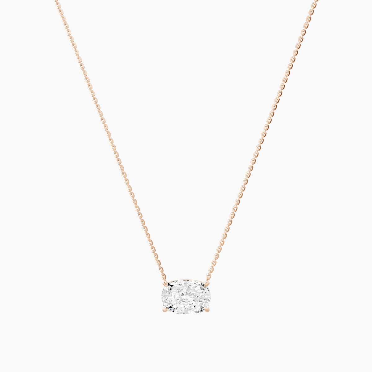 Solitaire | 18k Rose Gold 3 ct White Lab Diamond Cushion Pendant