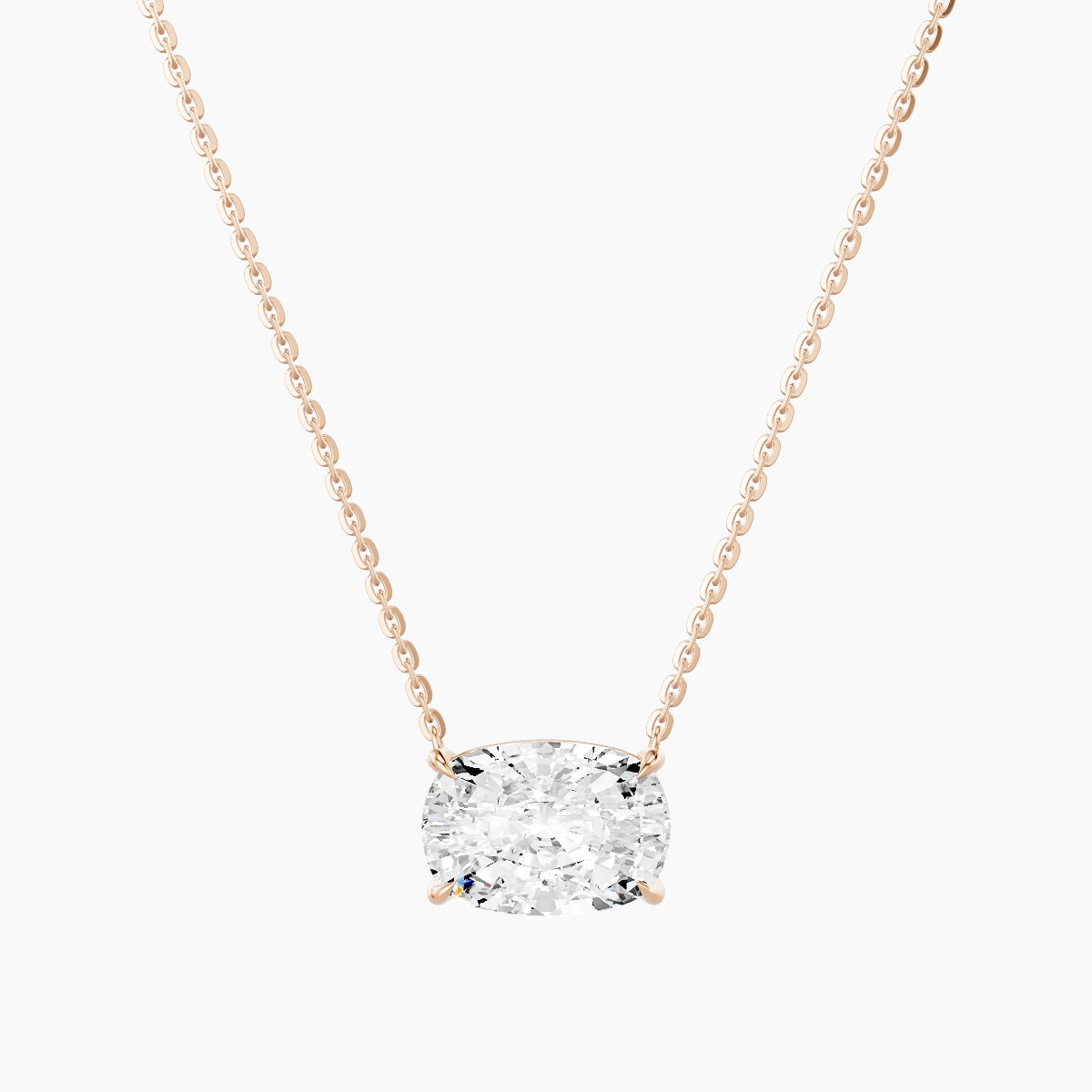 Solitaire | 18k Rose Gold 3 ct White Lab Diamond Cushion Pendant