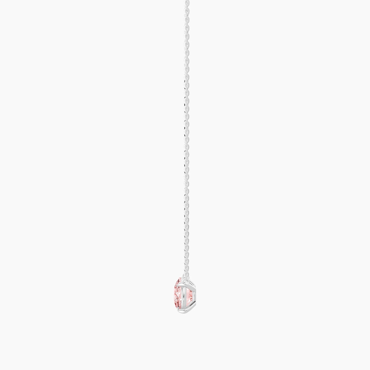 Solitaire | 18k White Gold 3 ct Pink Lab Diamond Cushion Pendant