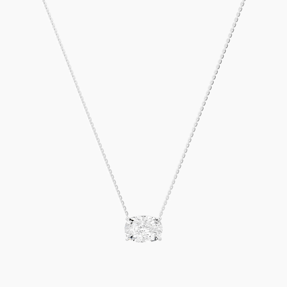 Solitaire | 18k White Gold 3 ct White Lab Diamond Cushion Pendant