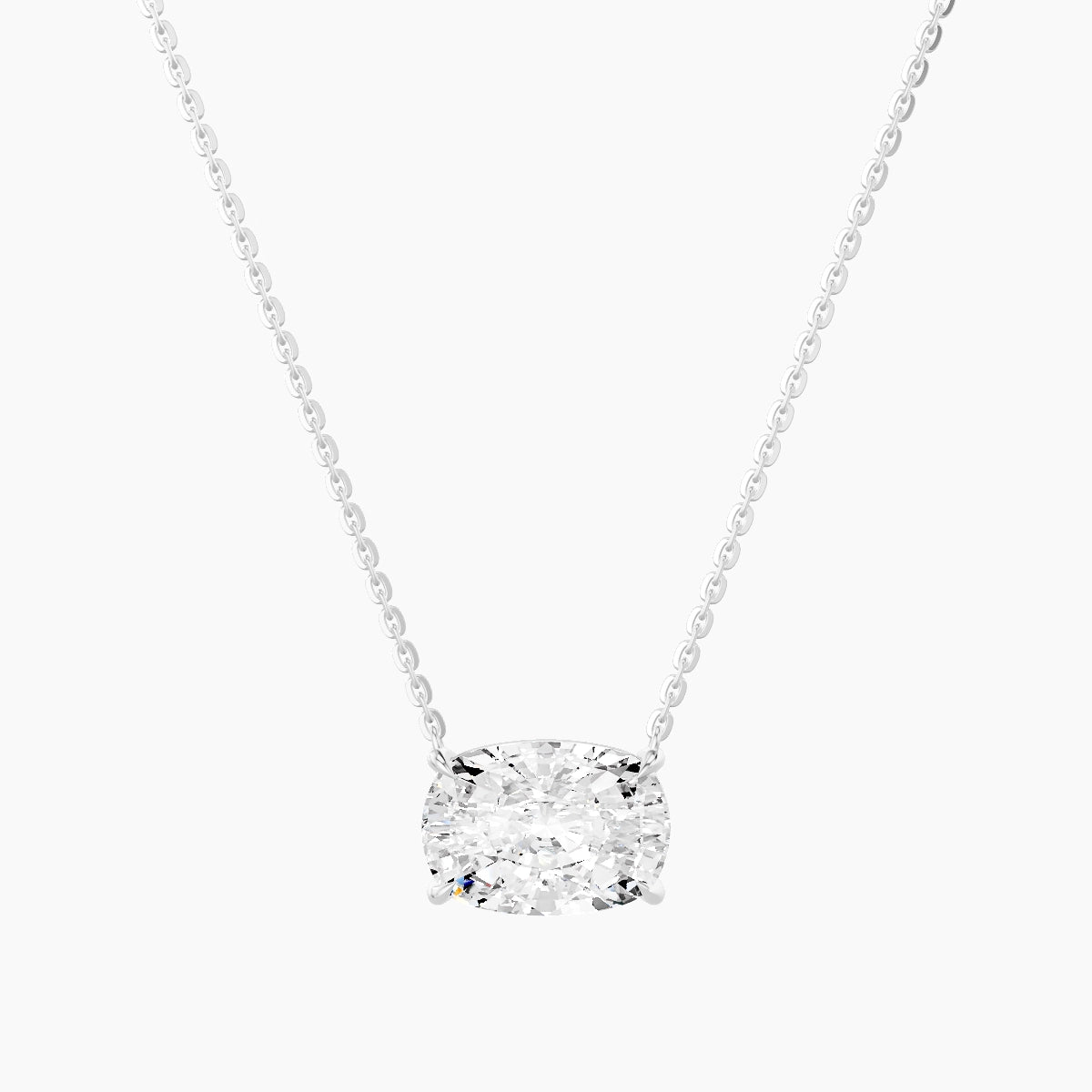 Solitaire | 18k White Gold 3 ct White Lab Diamond Cushion Pendant