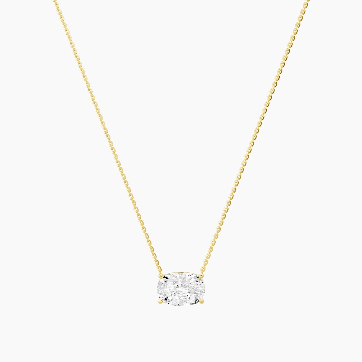 Solitaire | 18k Yellow Gold 3 ct White Lab Diamond Cushion Pendant