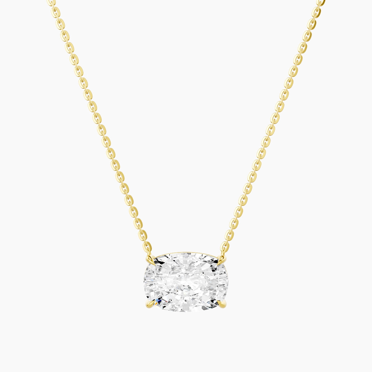 Solitaire | 18k Yellow Gold 3 ct White Lab Diamond Cushion Pendant