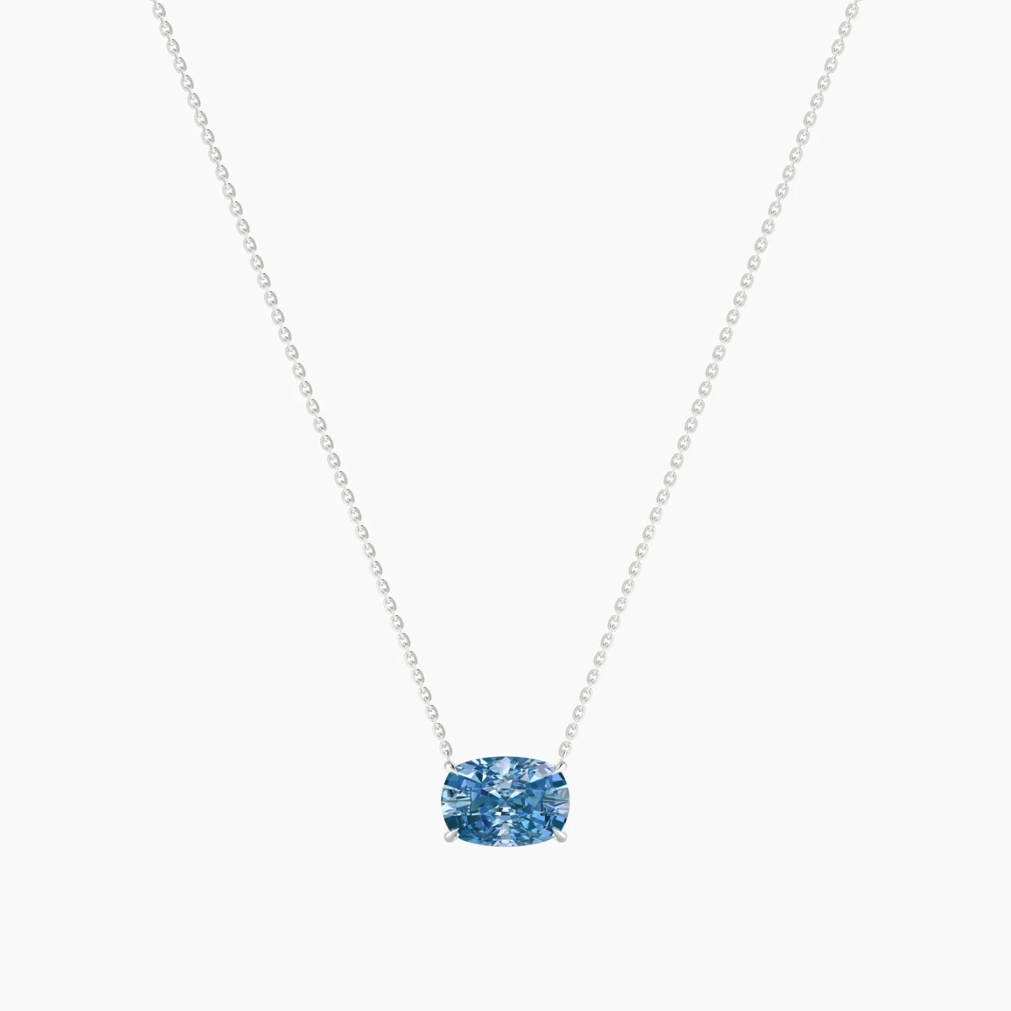 Solitaire | 18k White Gold 3 ct Blue Lab Diamond Cushion Cut Pendant