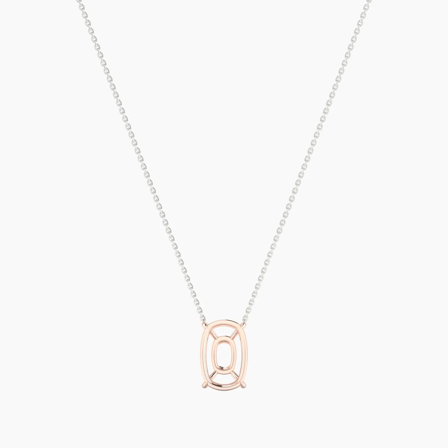 Solitaire | 18k White & Rose Gold 5-7.99 ct Cushion Cut Pendant Setting