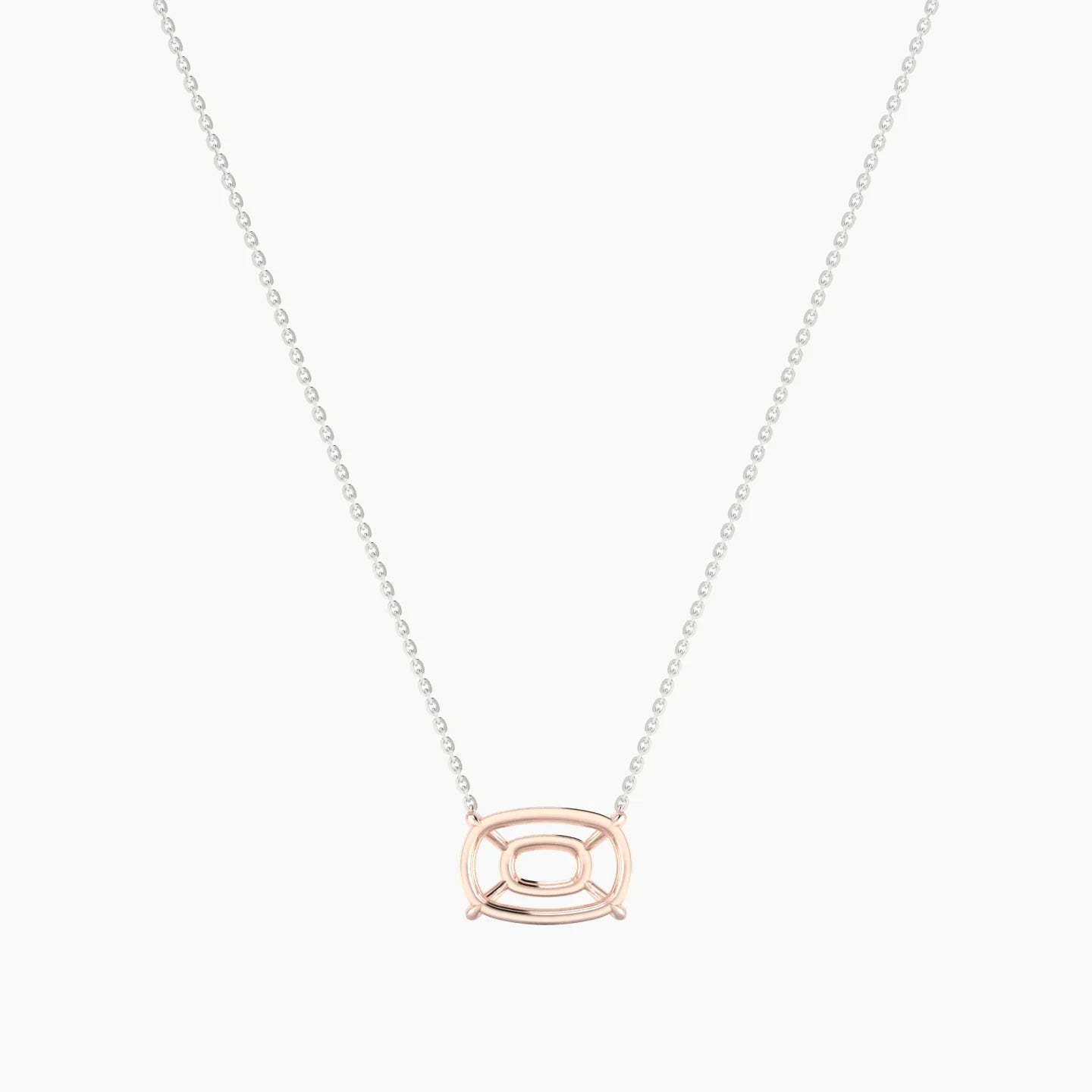 Solitaire | 18k White & Rose Gold 5-7.99 ct Cushion Cut Pendant Setting