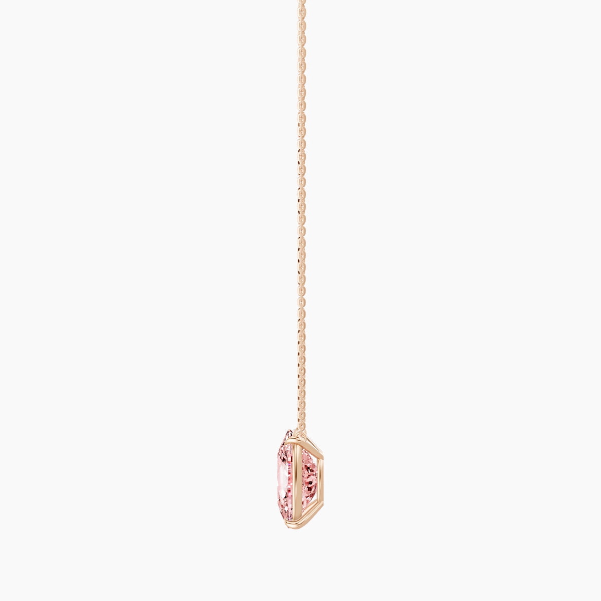 Solitaire | 18k Rose Gold 5 ct Pink Lab Diamond Cushion Pendant