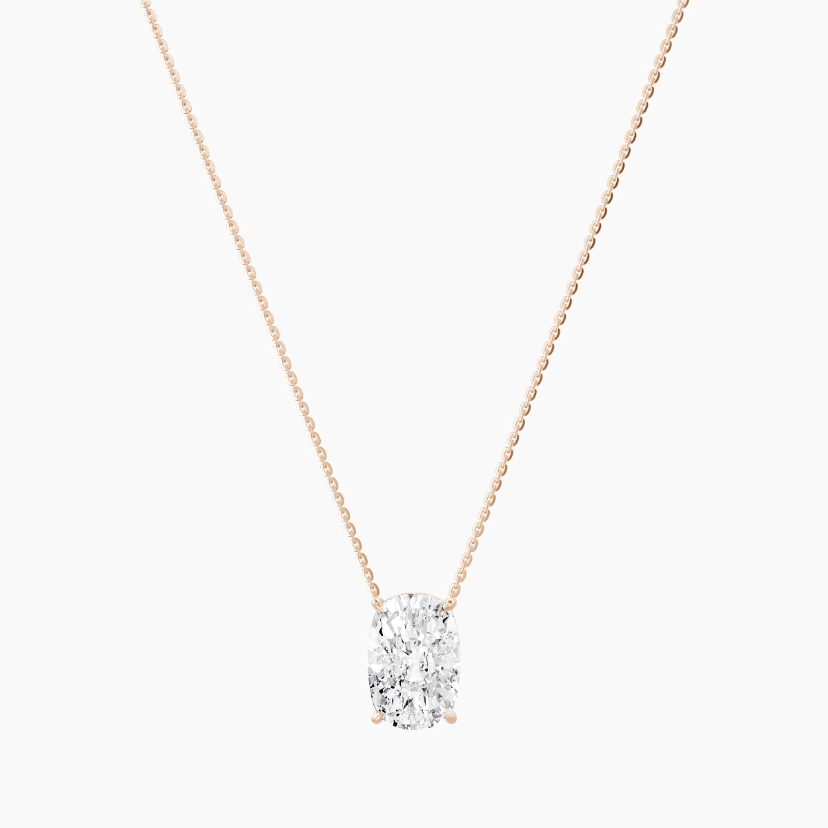 Solitaire | 18k Rose Gold 5 ct White Lab Diamond Cushion Pendant