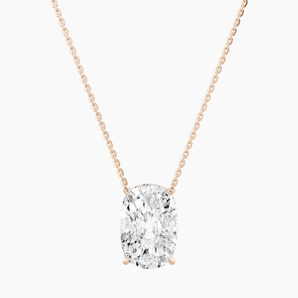 Solitaire | 18k Rose Gold 5 ct White Lab Diamond Cushion Pendant