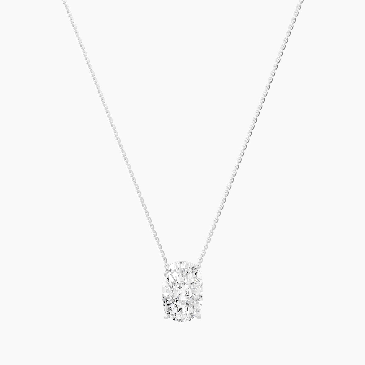 Solitaire | 18k White Gold 5 ct White Lab Diamond Cushion Pendant