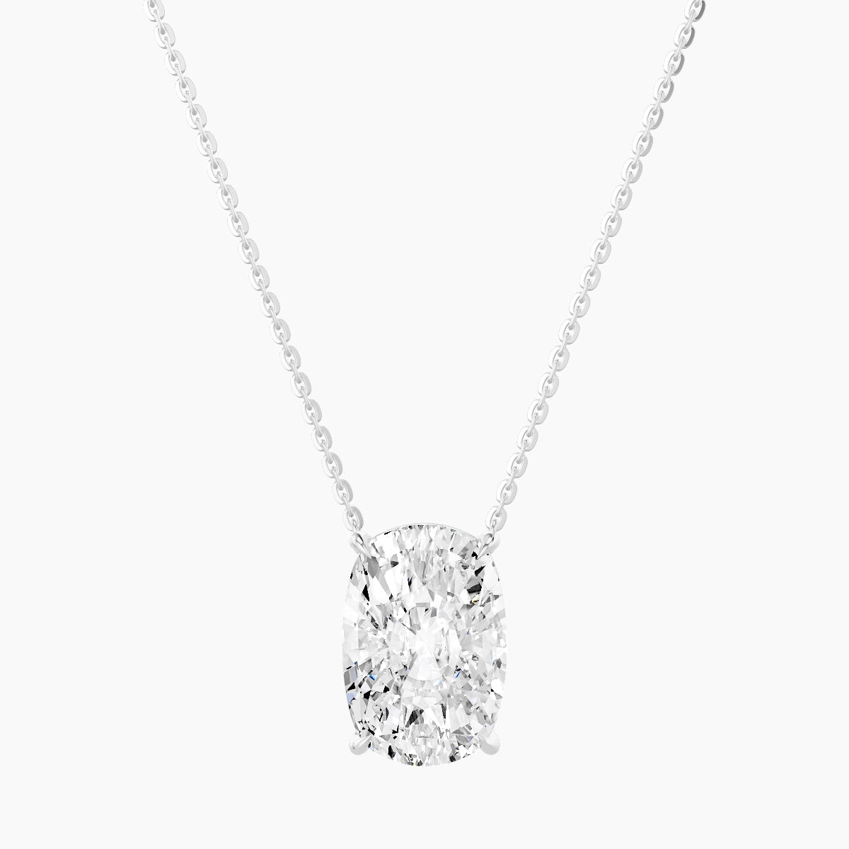 Solitaire | 18k White Gold 5 ct White Lab Diamond Cushion Pendant