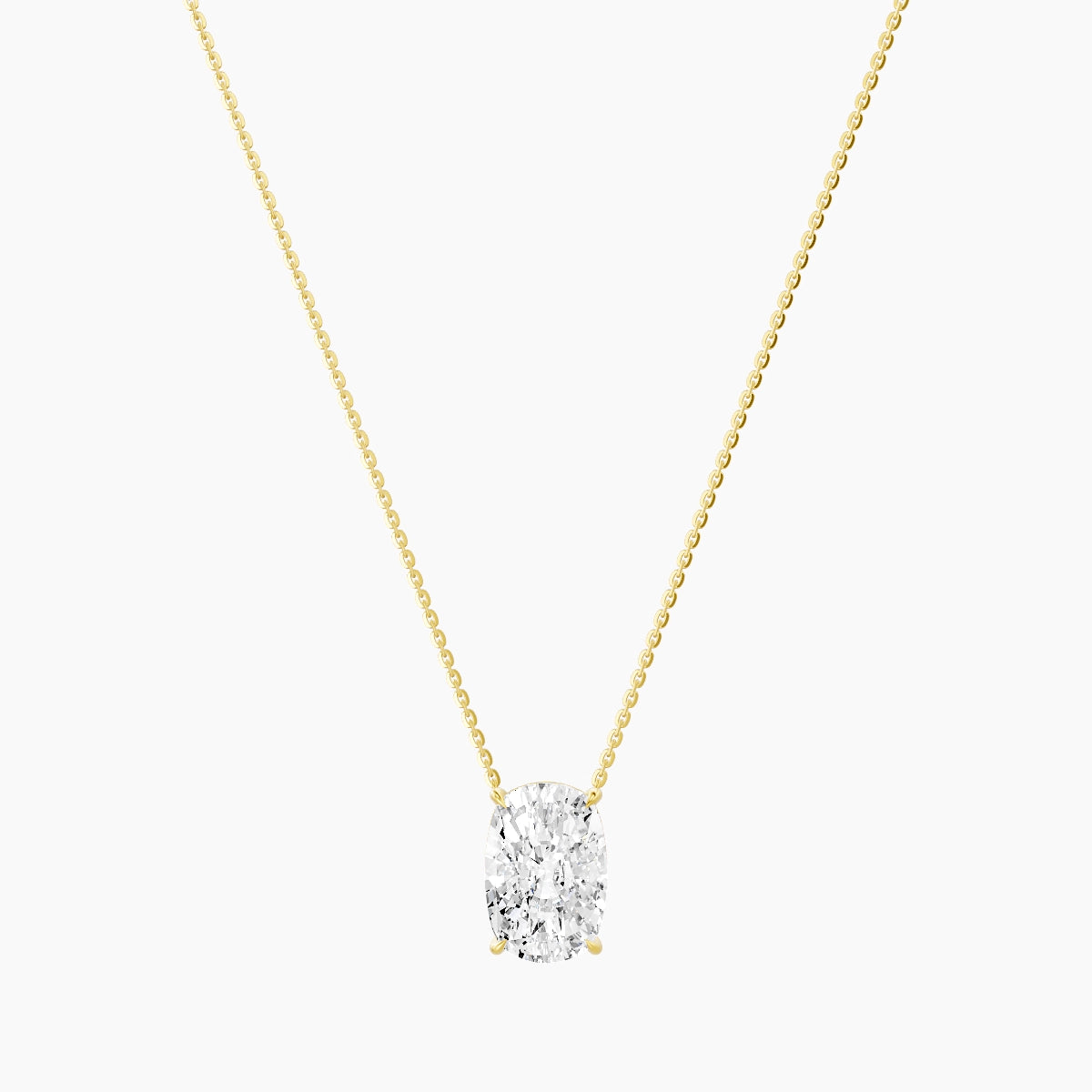 Solitaire | 18k Yellow Gold 5 ct White Lab Diamond Cushion Pendant