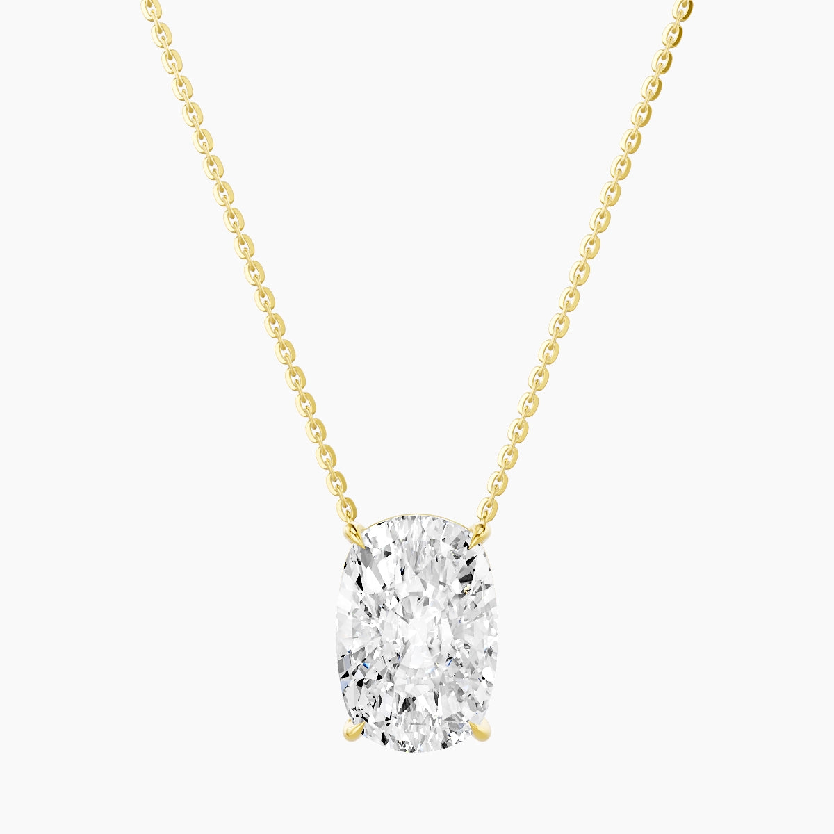 Solitaire | 18k Yellow Gold 5 ct White Lab Diamond Cushion Pendant
