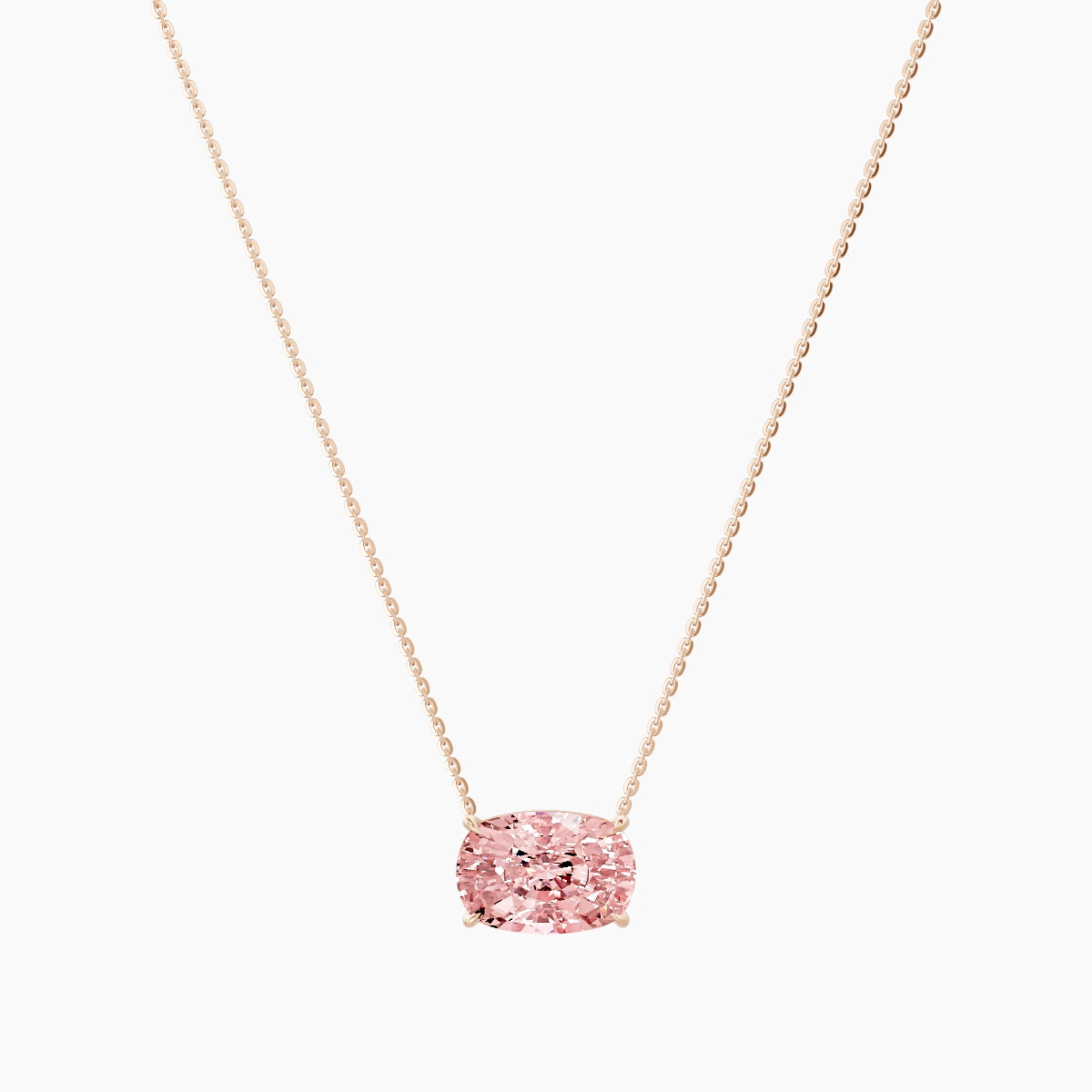 Solitaire | 18k Rose Gold 5 ct Pink Lab Diamond Cushion Pendant