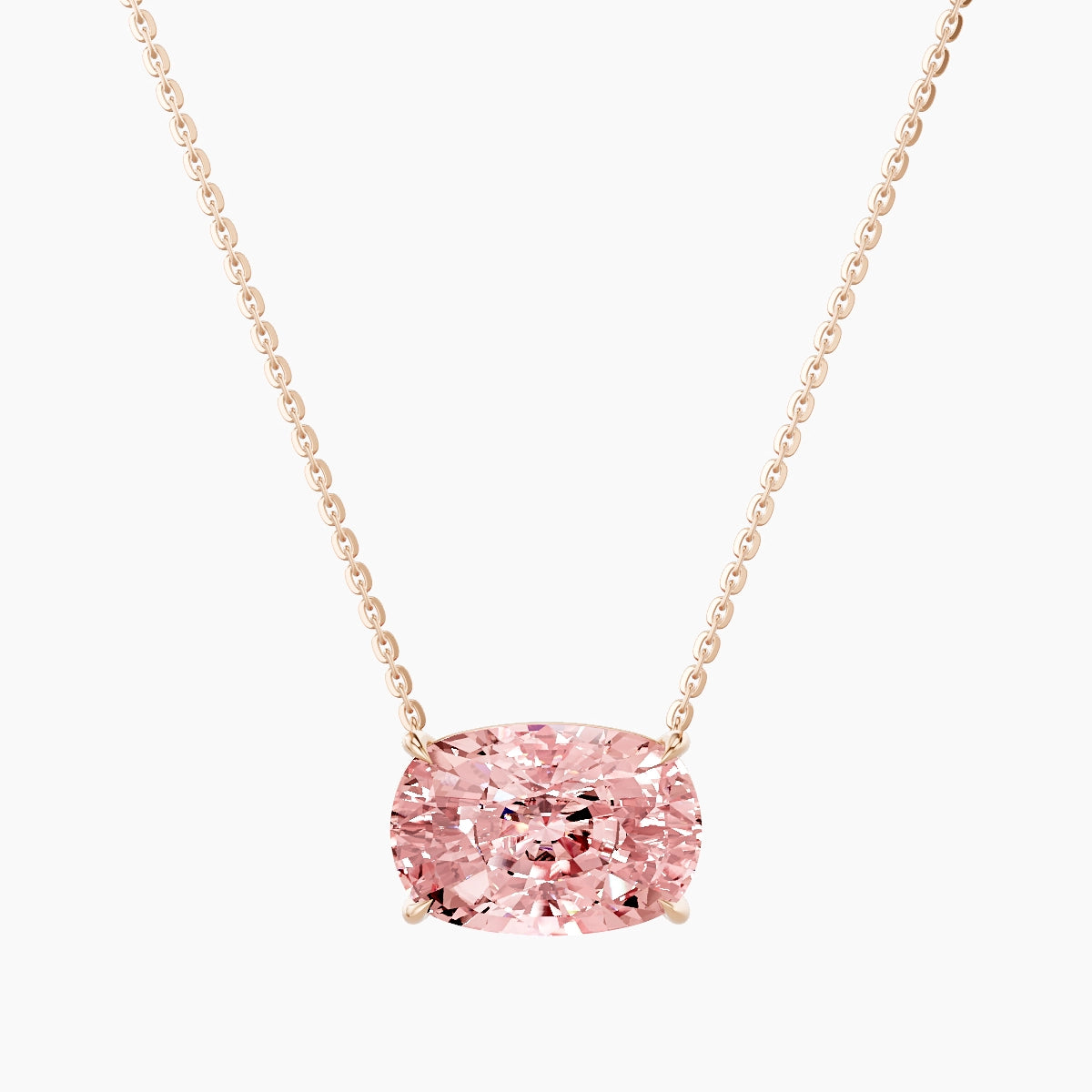 Solitaire | 18k Rose Gold 5 ct Pink Lab Diamond Cushion Pendant