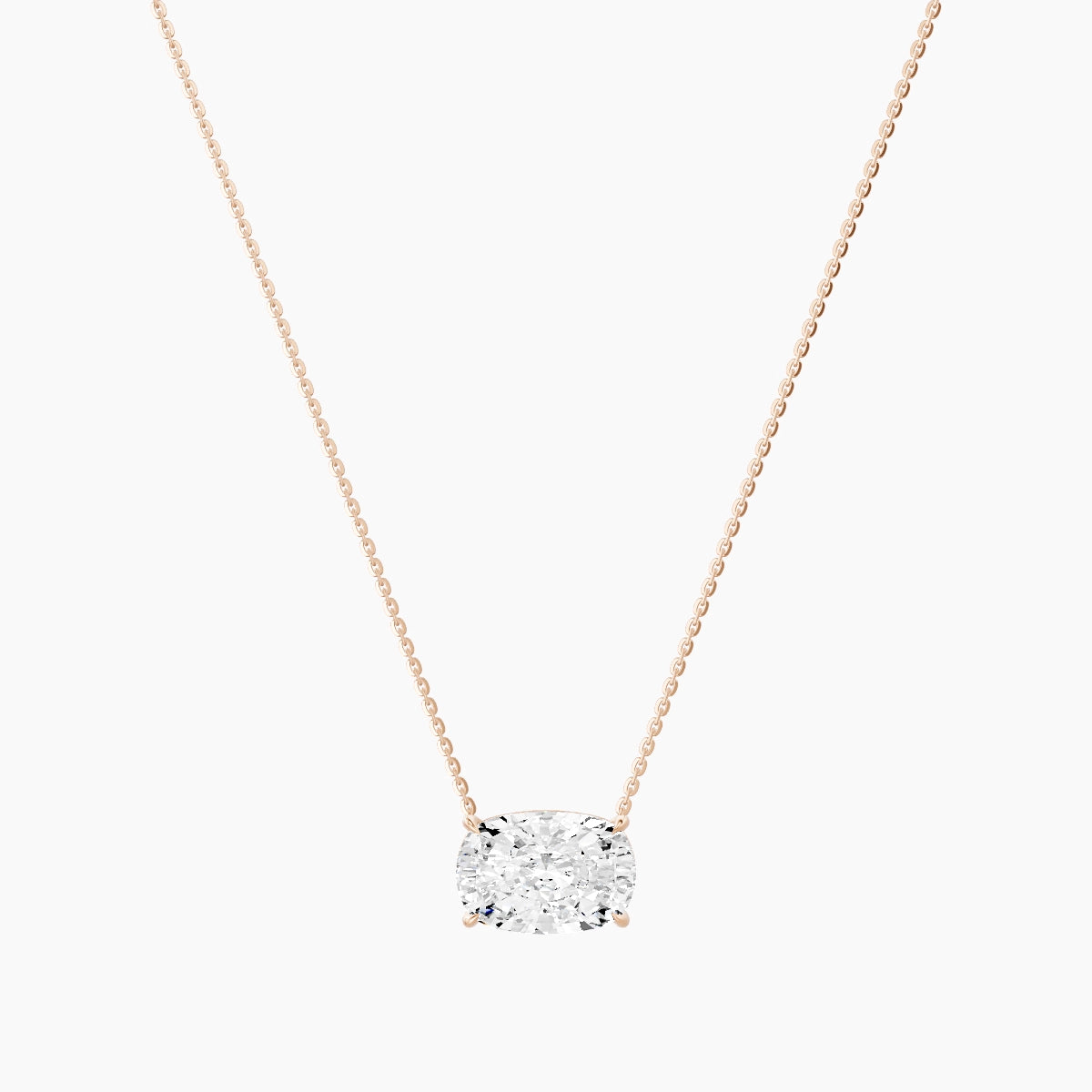 Solitaire | 18k Rose Gold 5 ct White Lab Diamond Cushion Pendant