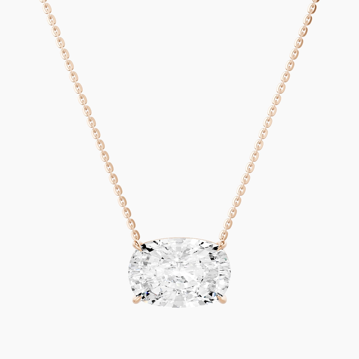 Solitaire | 18k Rose Gold 5 ct White Lab Diamond Cushion Pendant