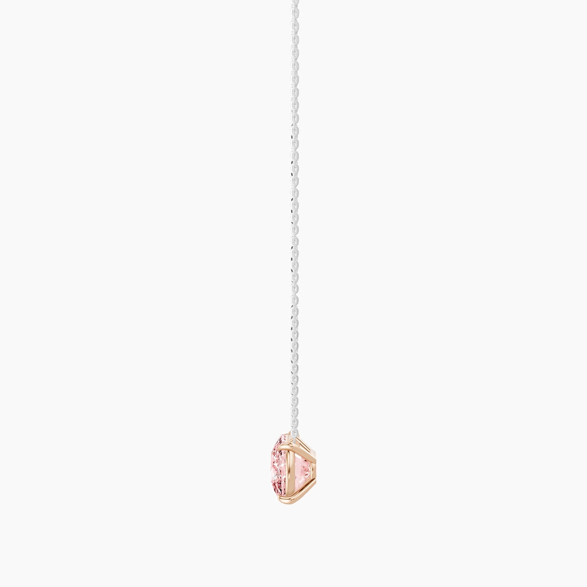 Solitaire | 18k White & Rose Gold 5 ct Pink Lab Diamond Cushion Pendant
