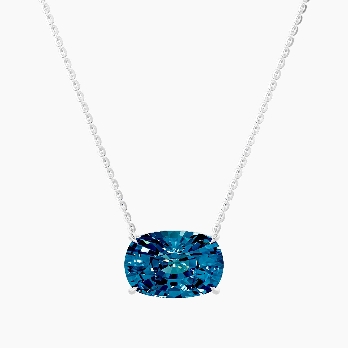 Solitaire | 18k White Gold 5 ct Blue Lab Diamond Cushion Pendant