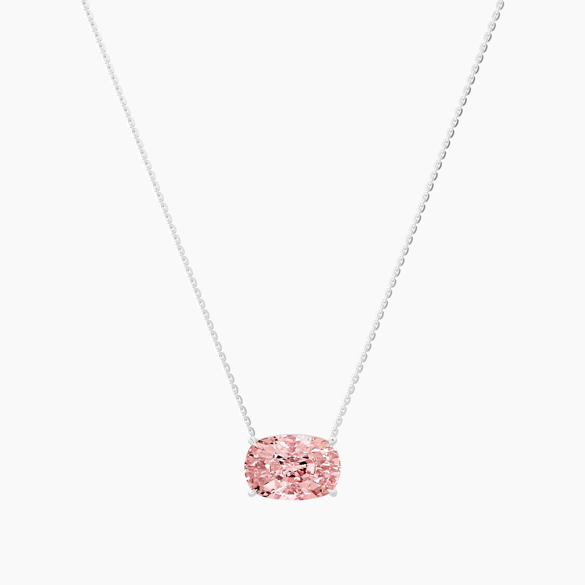 Solitaire | 18k White Gold 5 ct Pink Lab Diamond Cushion Pendant