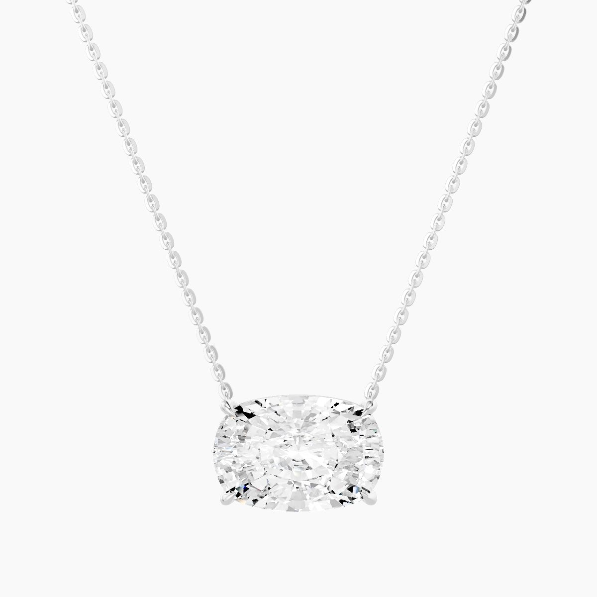 Solitaire | 18k White Gold 5 ct White Lab Diamond Cushion Pendant