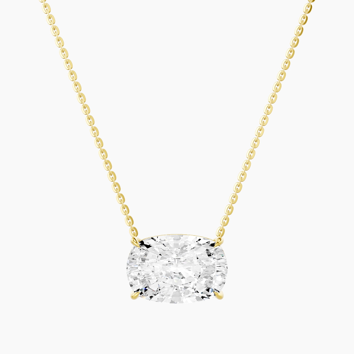 Solitaire | 18k Yellow Gold 5 ct White Lab Diamond Cushion Pendant