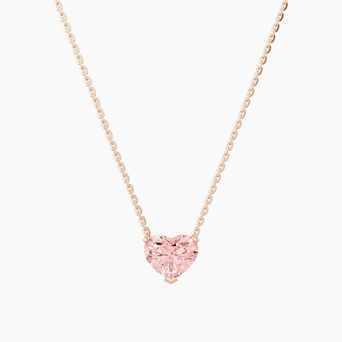 Solitaire | 18k Rose Gold 1 ct Pink Lab Diamond Heart Pendant