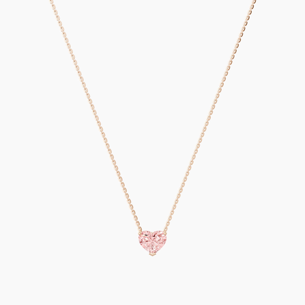 Solitaire | 18k Rose Gold 1 ct Pink Lab Diamond Heart Pendant