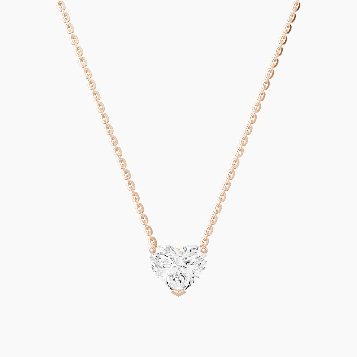 Solitaire | 18k Rose Gold 1 ct White Lab Diamond Heart Pendant