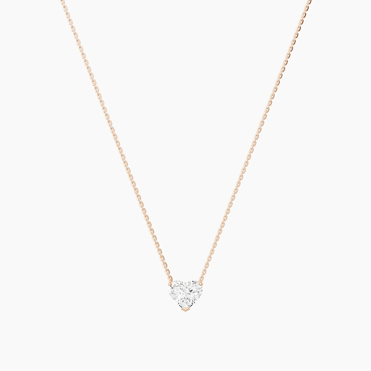 Solitaire | 18k Rose Gold 1 ct White Lab Diamond Heart Pendant