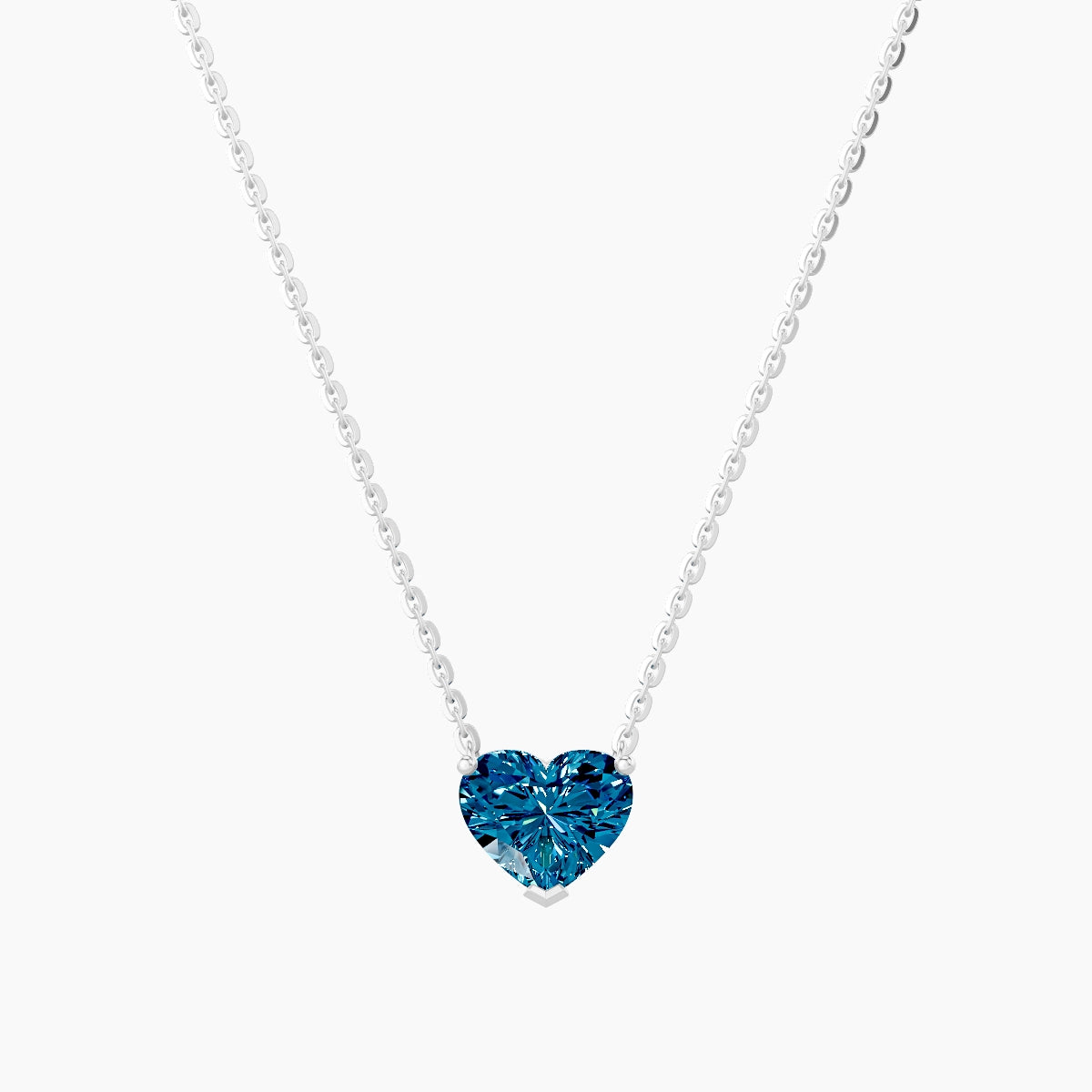 Solitaire | 18k White Gold 1 ct Blue Lab Diamond Heart Pendant