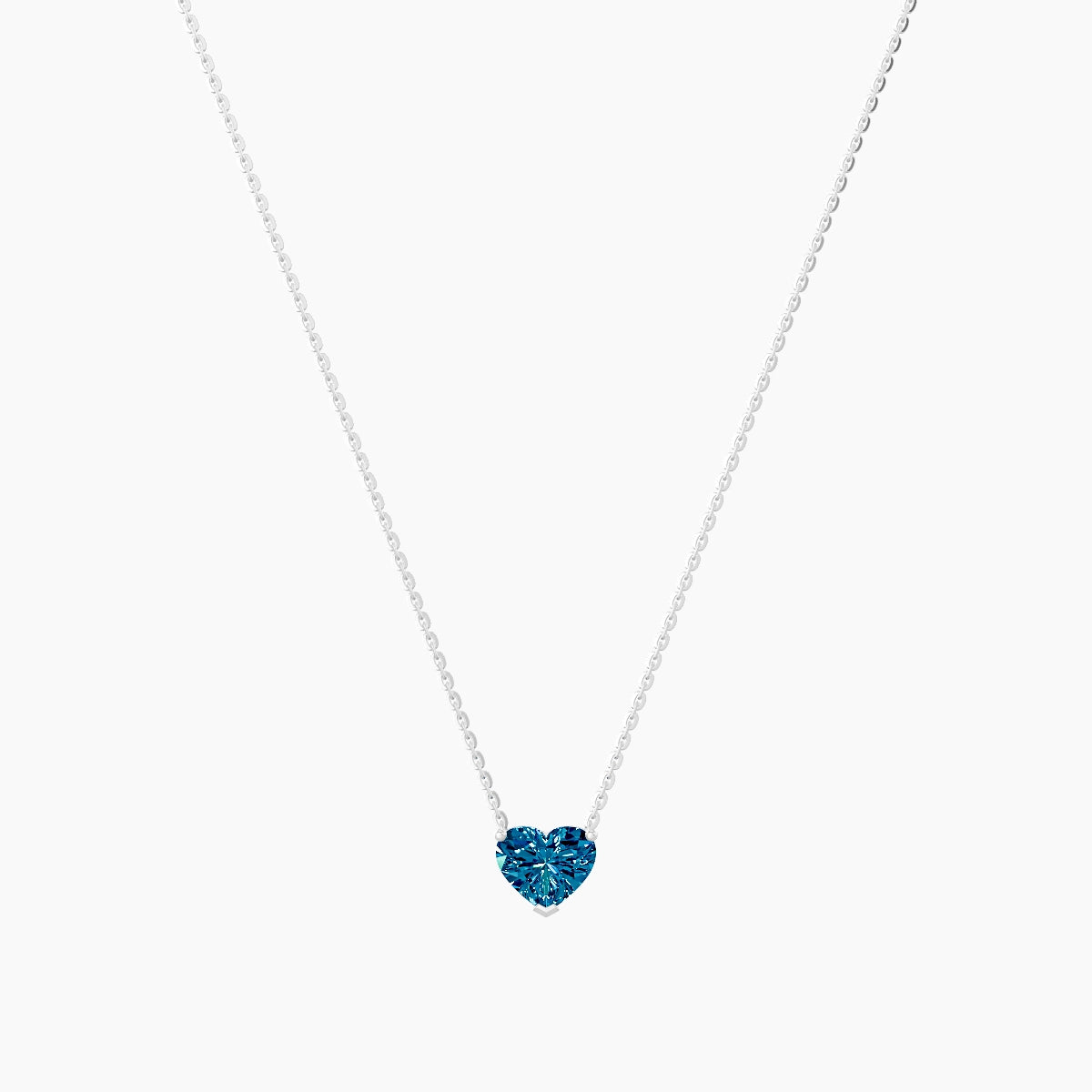 Solitaire | 18k White Gold 1 ct Blue Lab Diamond Heart Pendant
