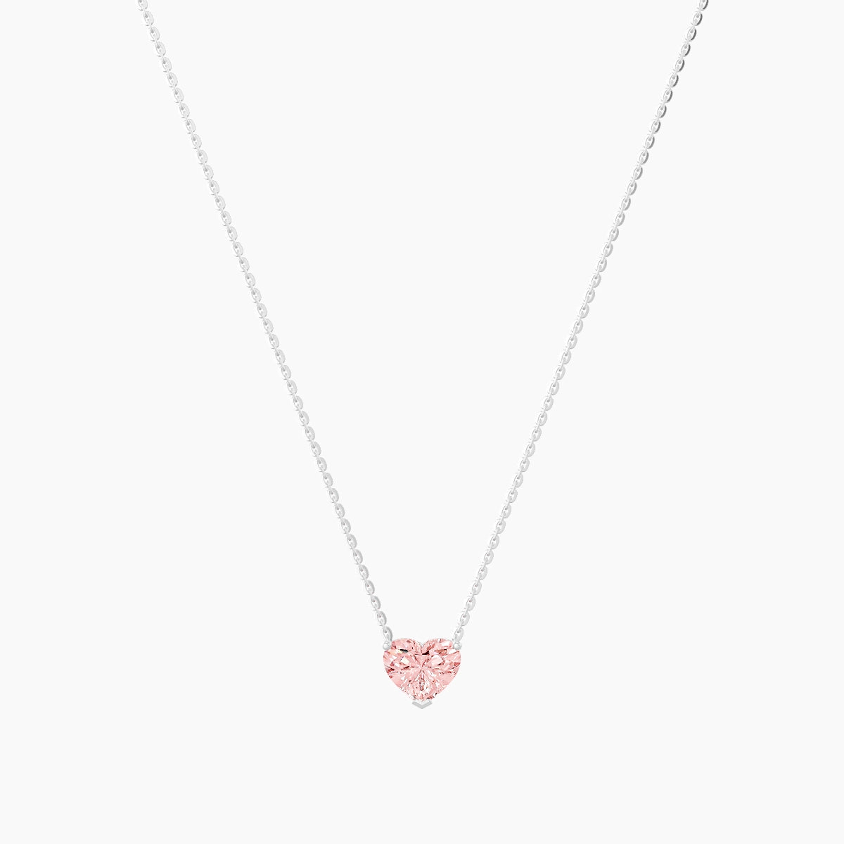 Solitaire | 18k White Gold 1 ct Pink Lab Diamond Heart Pendant