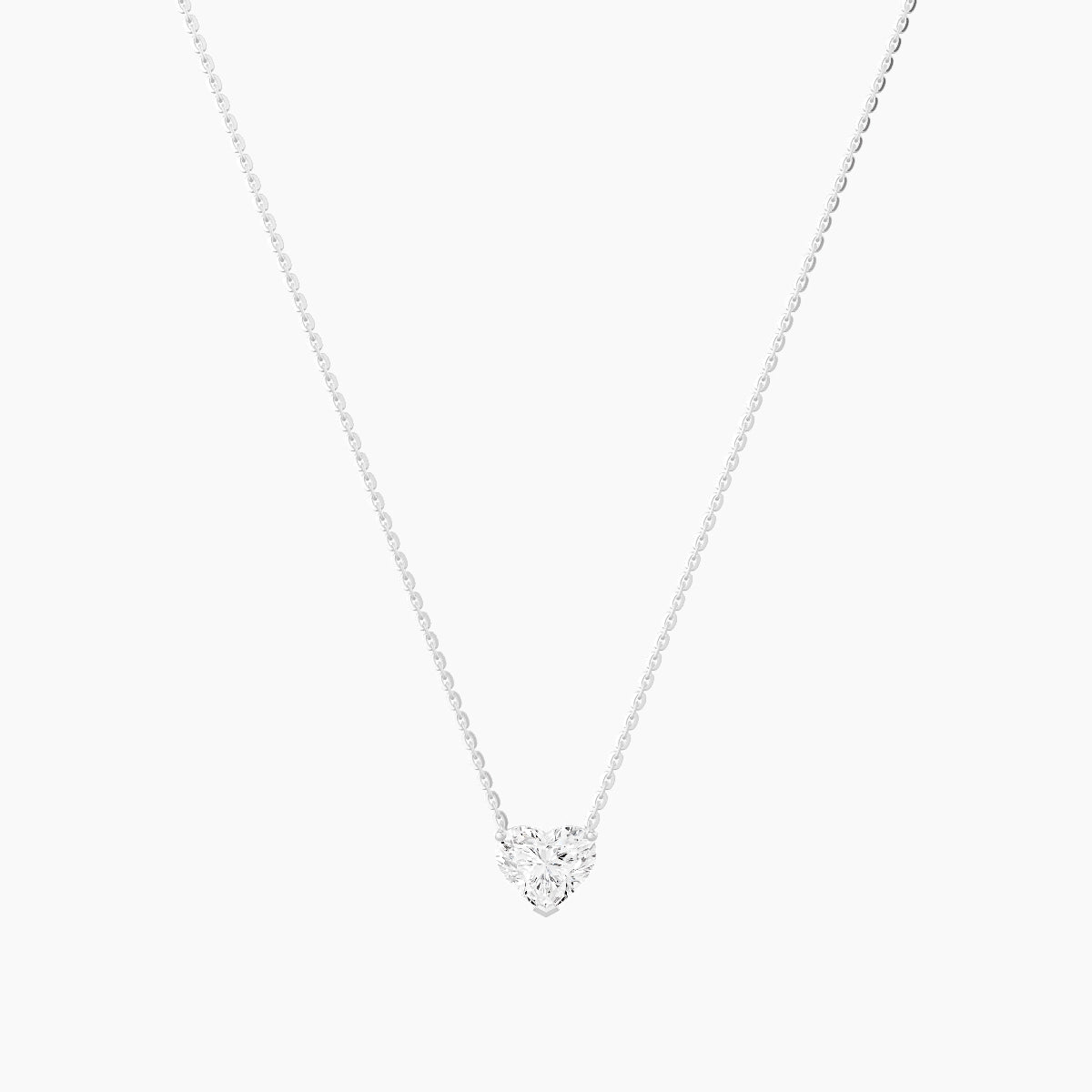 Solitaire | 18k White Gold 1 ct White Lab Diamond Heart Pendant