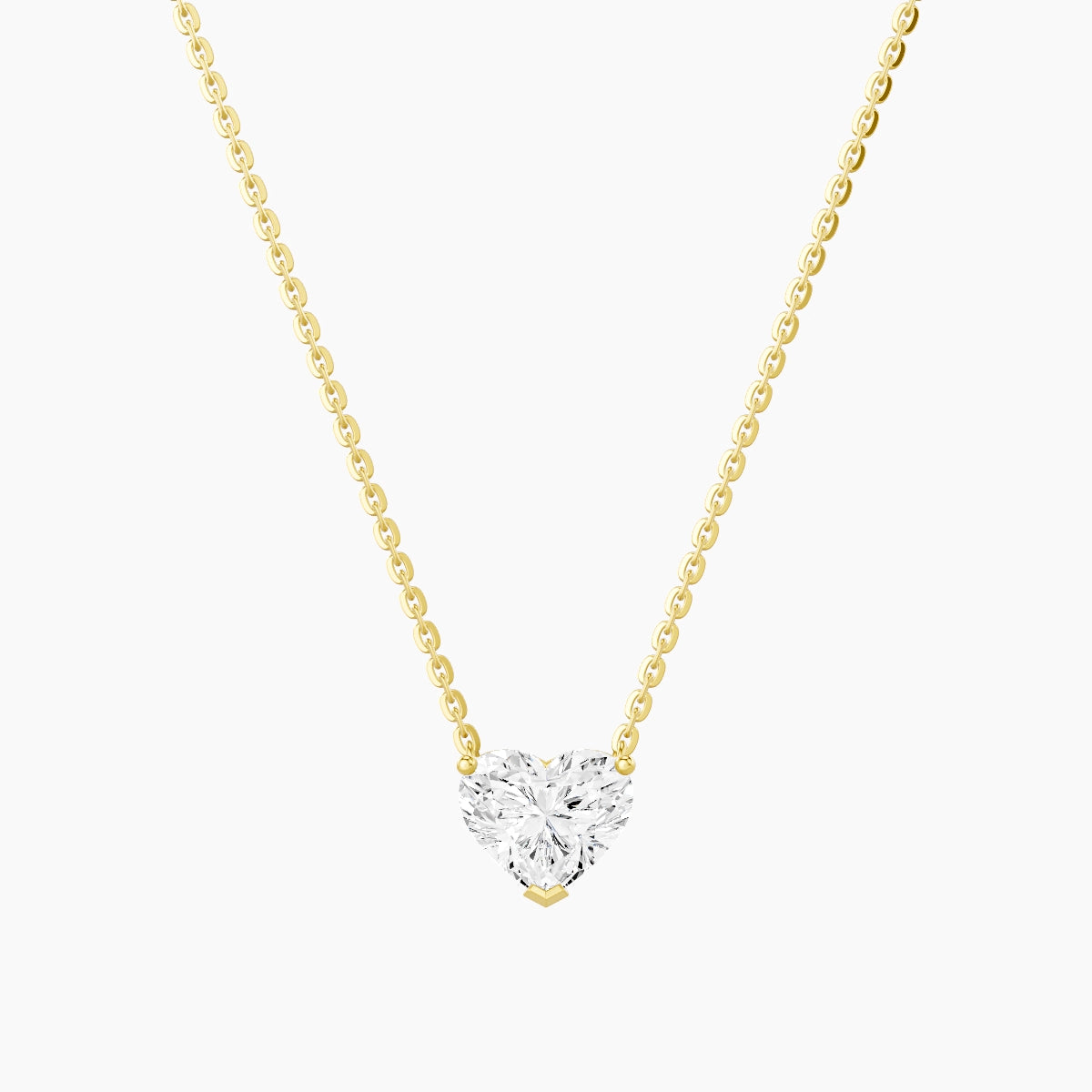 Solitaire | 18k Yellow Gold 1 ct White Lab Diamond Heart Pendant
