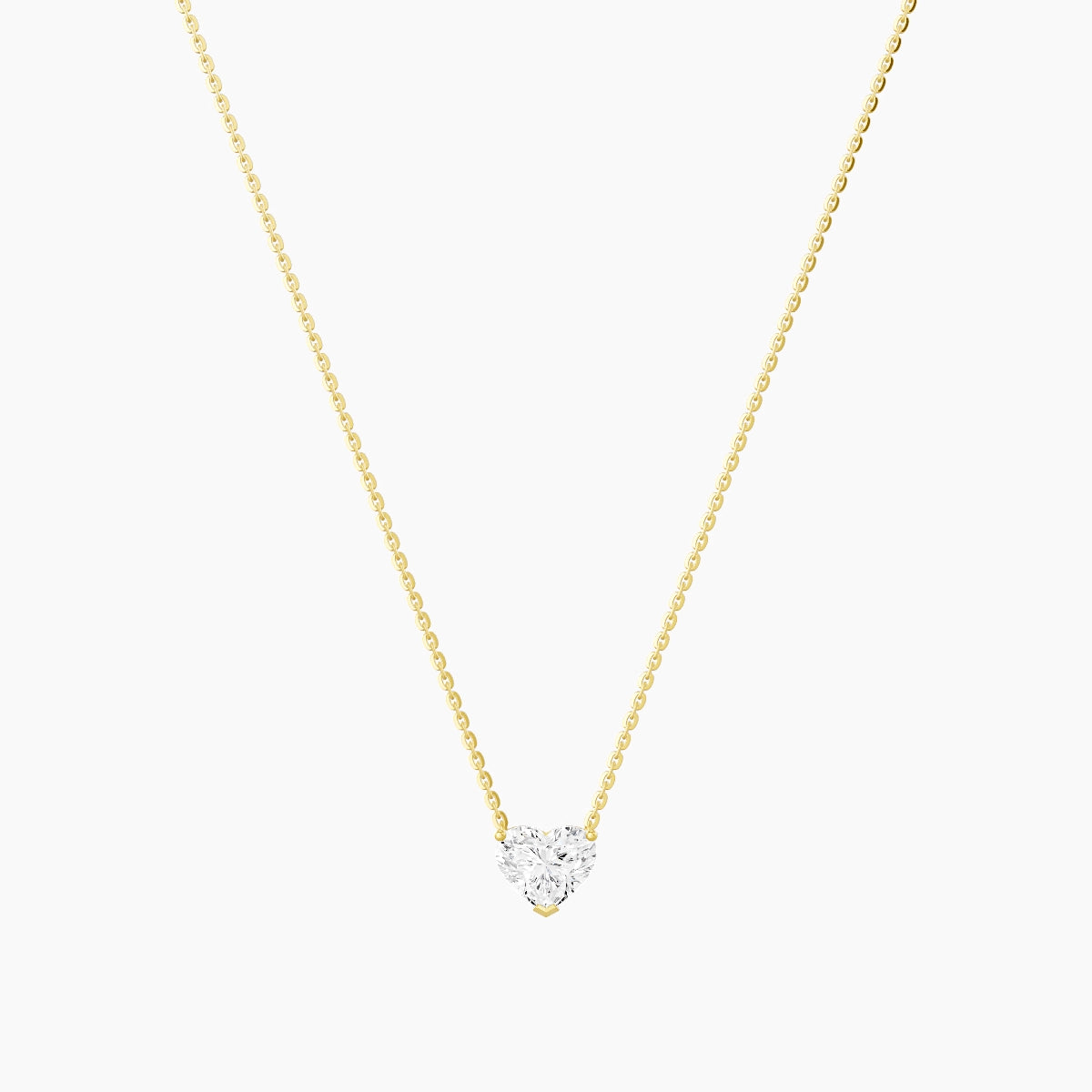 Solitaire | 18k Yellow Gold 1 ct White Lab Diamond Heart Pendant