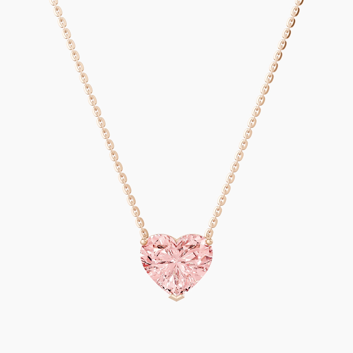 Solitaire | 18k Rose Gold 2 ct Pink Lab Diamond Heart Pendant