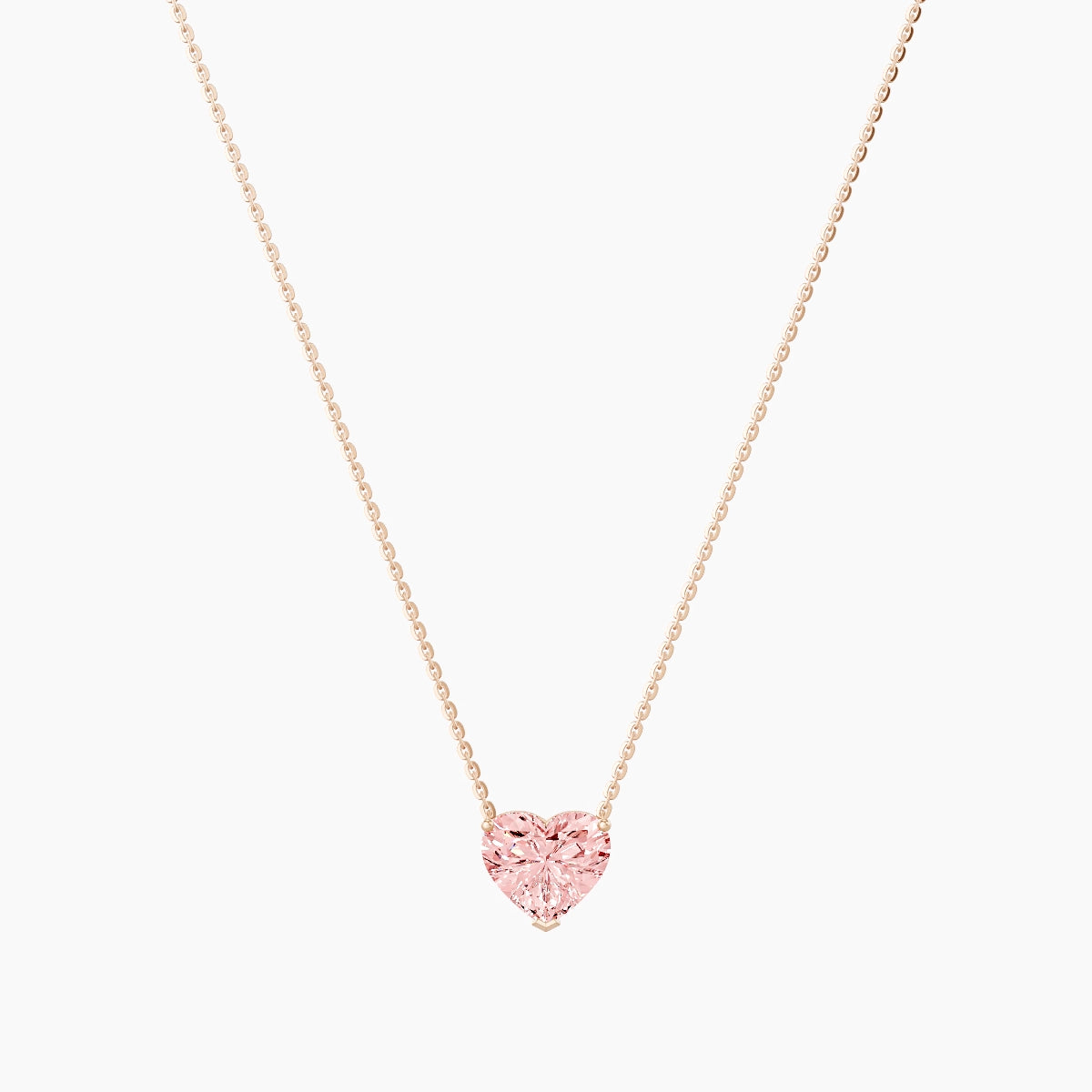 Solitaire | 18k Rose Gold 2 ct Pink Lab Diamond Heart Pendant