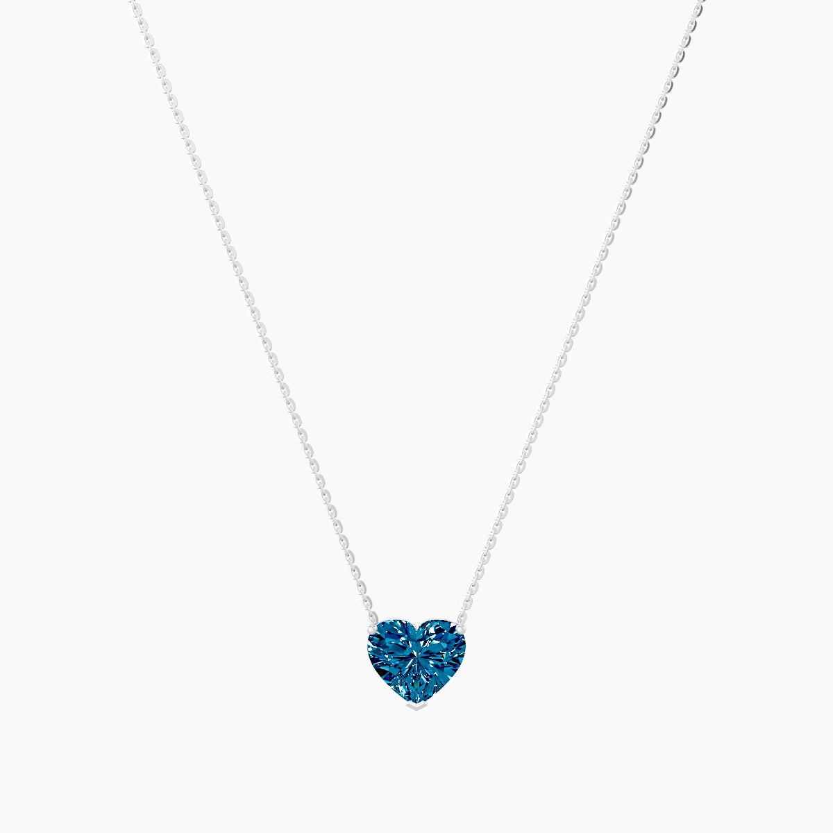 Solitaire | 18k White Gold 2 ct Blue Lab Diamond Heart Pendant