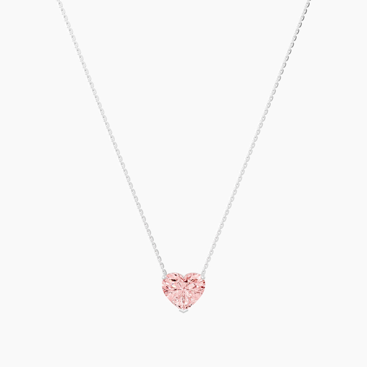 Solitaire | 18k White Gold 2 ct Pink Lab Diamond Heart Pendant
