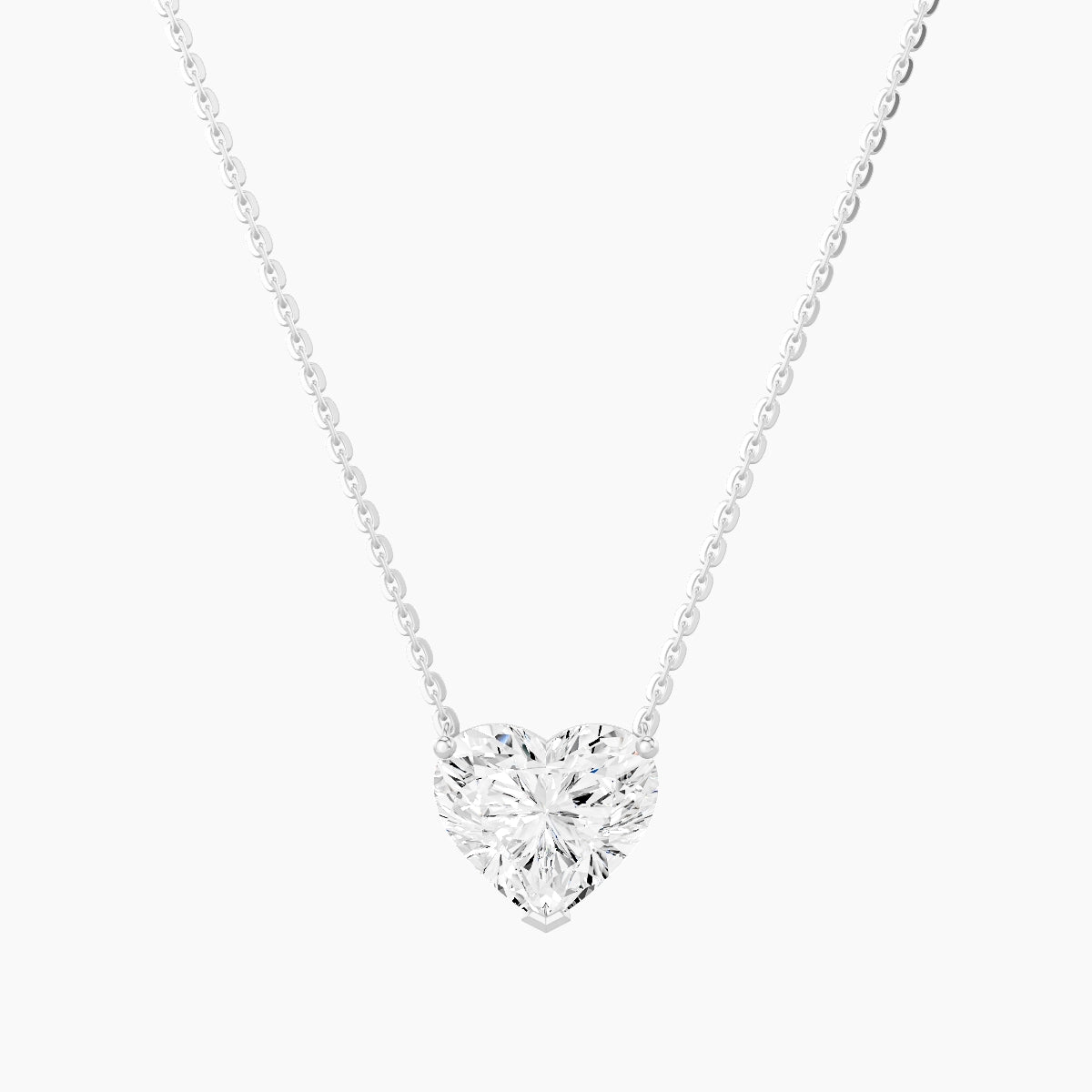 Solitaire | 18k White Gold 2 ct White Lab Diamond Heart Pendant