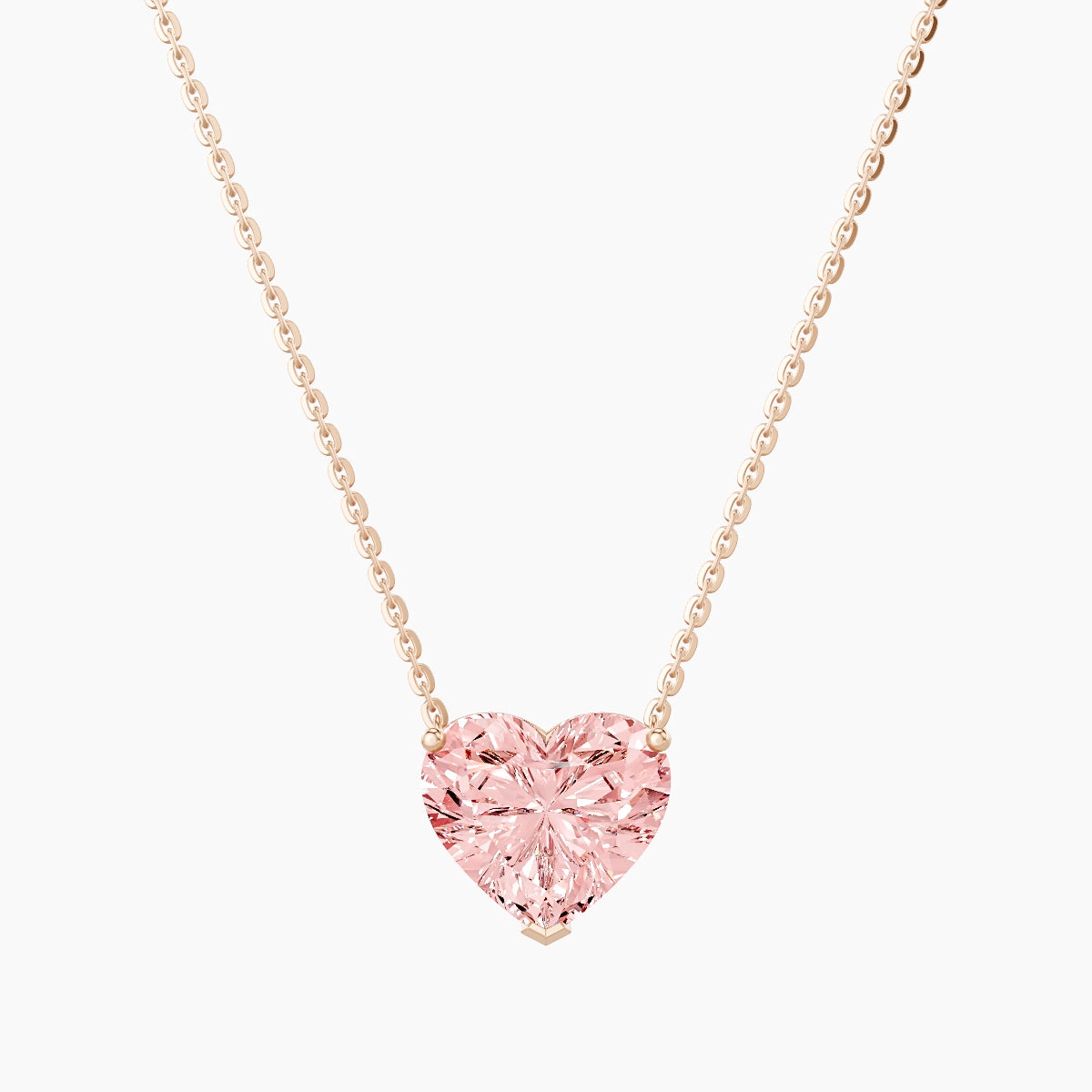 Solitaire | 18k Rose Gold 3 ct Pink Lab Diamond Heart Pendant