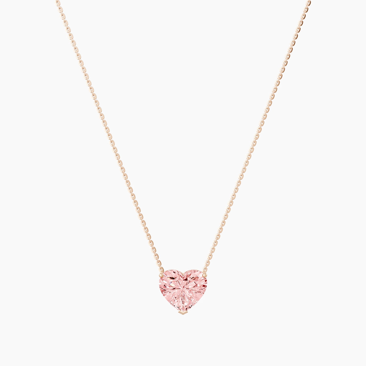 Solitaire | 18k Rose Gold 3 ct Pink Lab Diamond Heart Pendant