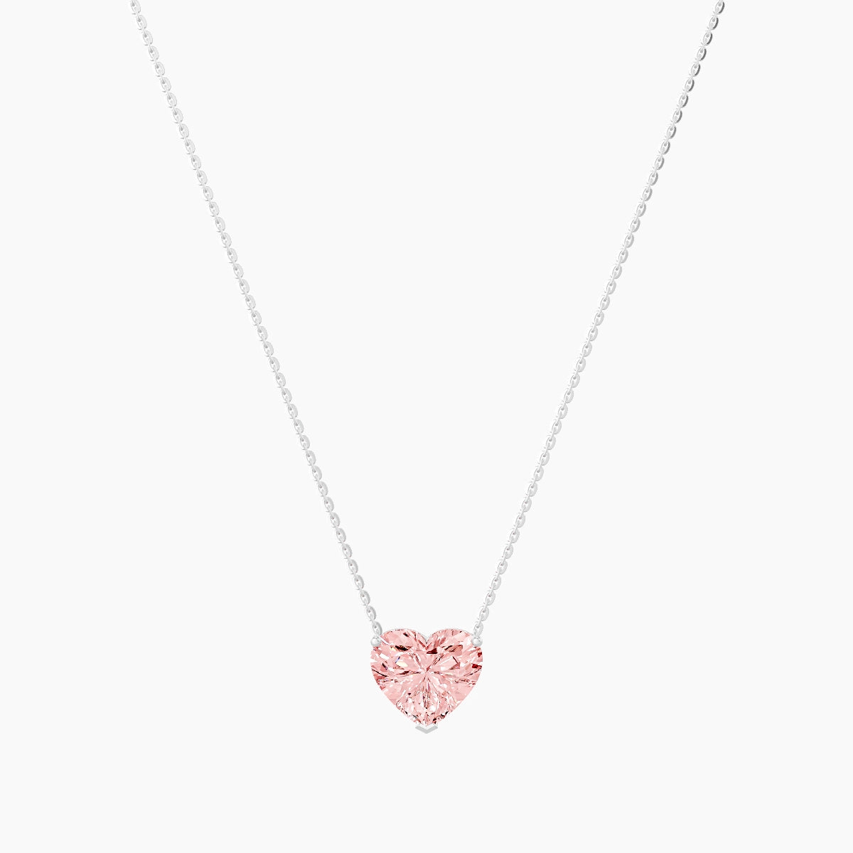 Solitaire | 18k White Gold 3 ct Pink Lab Diamond Heart Pendant