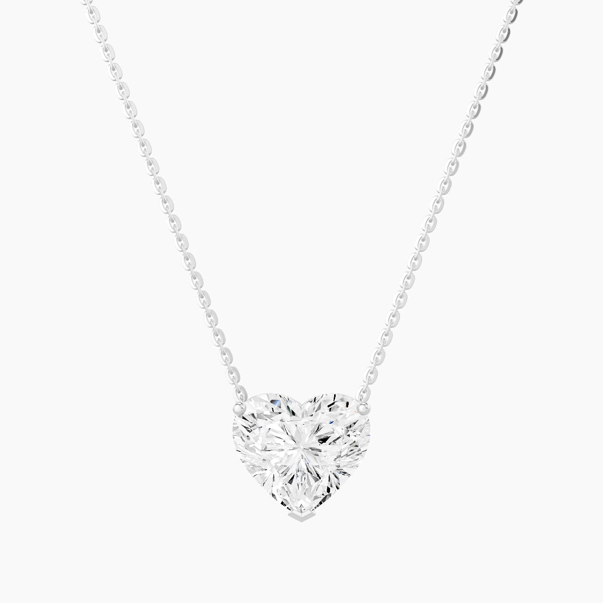 Solitaire | 18k White Gold 3 ct White Lab Diamond Heart Pendant